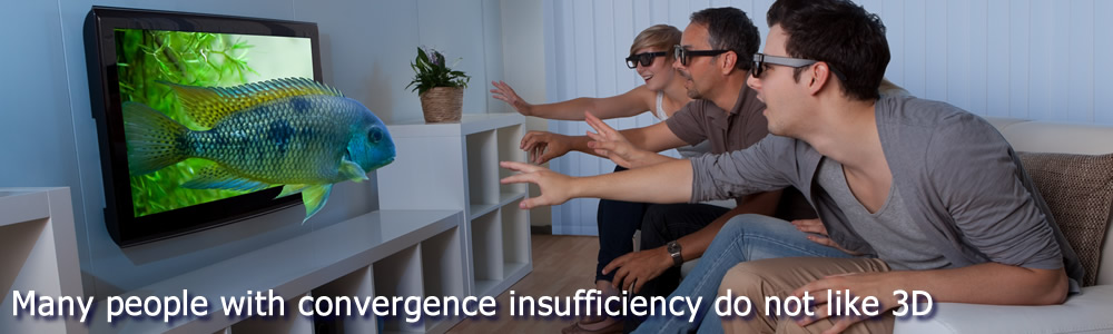 Convergence insufficiency affects 3D vision and depth perception